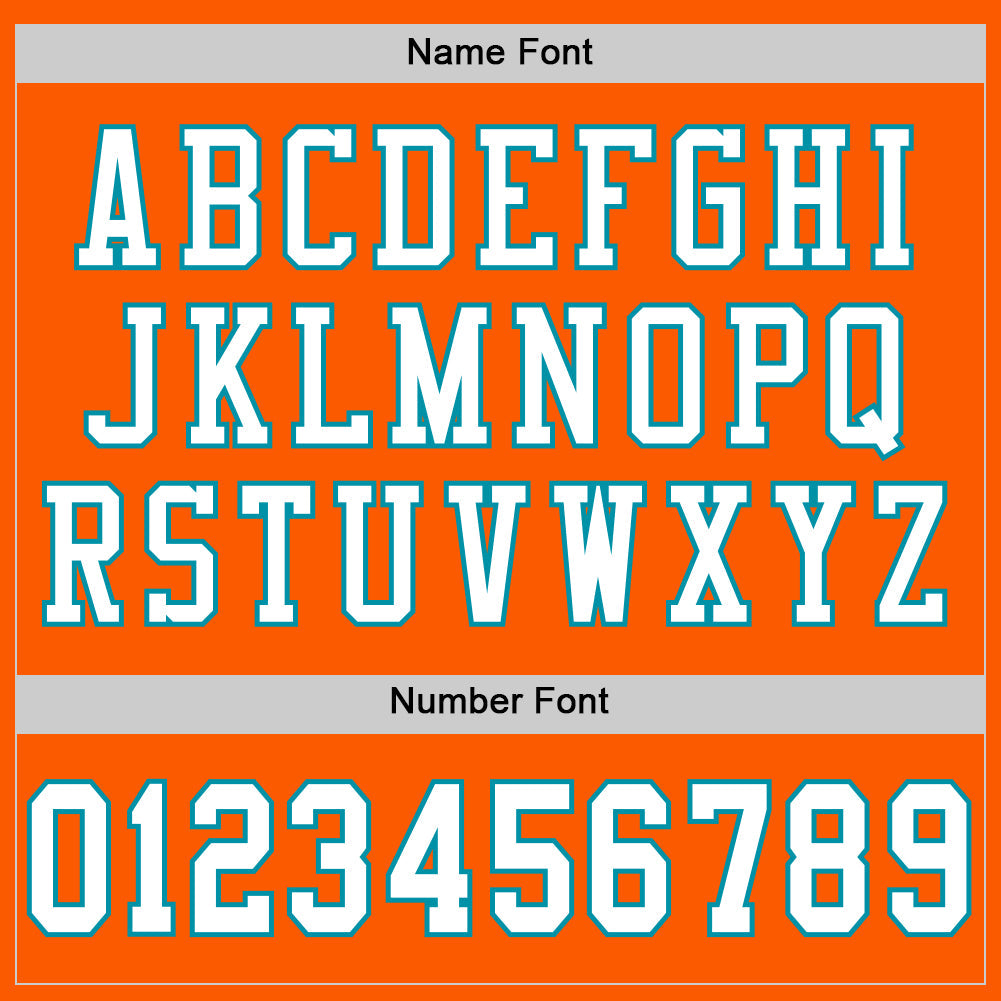 Custom Orange White-Teal Mesh Authentic Throwback Football Jersey - Sky-Custom