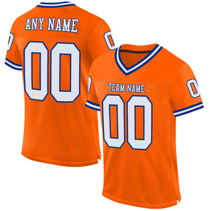 Custom Orange White-Royal Mesh Authentic Throwback Football Jersey - Sky-Custom