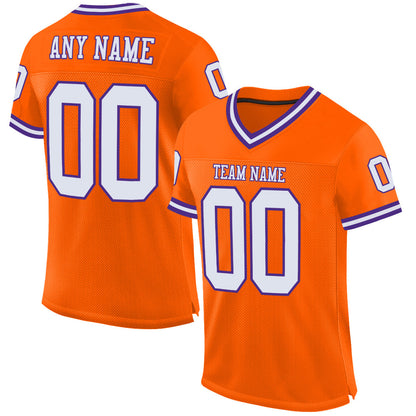 Custom Orange White-Purple Mesh Authentic Throwback Football Jersey - Sky-Custom