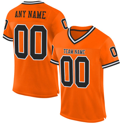 Custom Orange Black-White Mesh Authentic Throwback Football Jersey - Sky-Custom