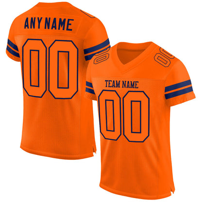 Custom Orange Orange-Navy Mesh Authentic Football Jersey - Sky-Custom