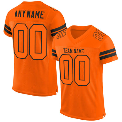 Custom Orange Orange-Black Mesh Authentic Football Jersey - Sky-Custom