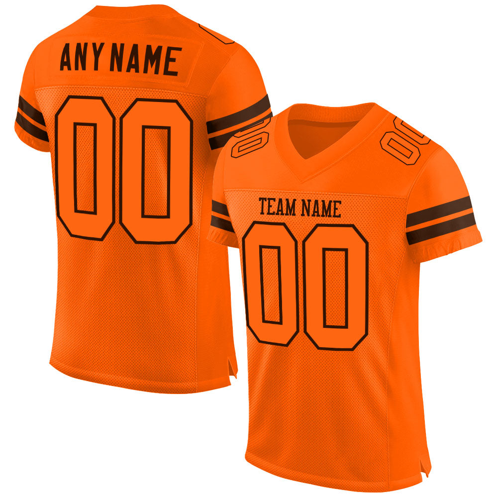 Custom Orange Orange-Brown Mesh Authentic Football Jersey - Sky-Custom