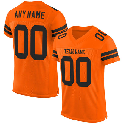 Custom Orange Black Mesh Authentic Football Jersey - Sky-Custom