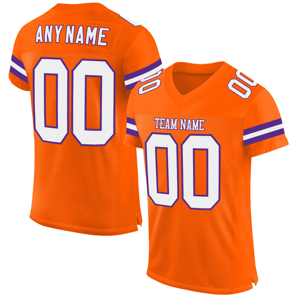 Custom Orange White-Purple Mesh Authentic Football Jersey - Sky-Custom