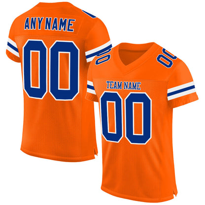 Custom Orange Royal-White Mesh Authentic Football Jersey - Sky-Custom