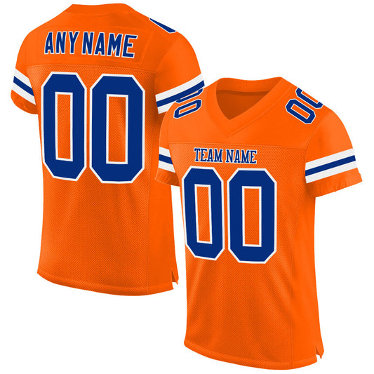 Custom Orange Royal-White Mesh Authentic Football Jersey - Sky-Custom