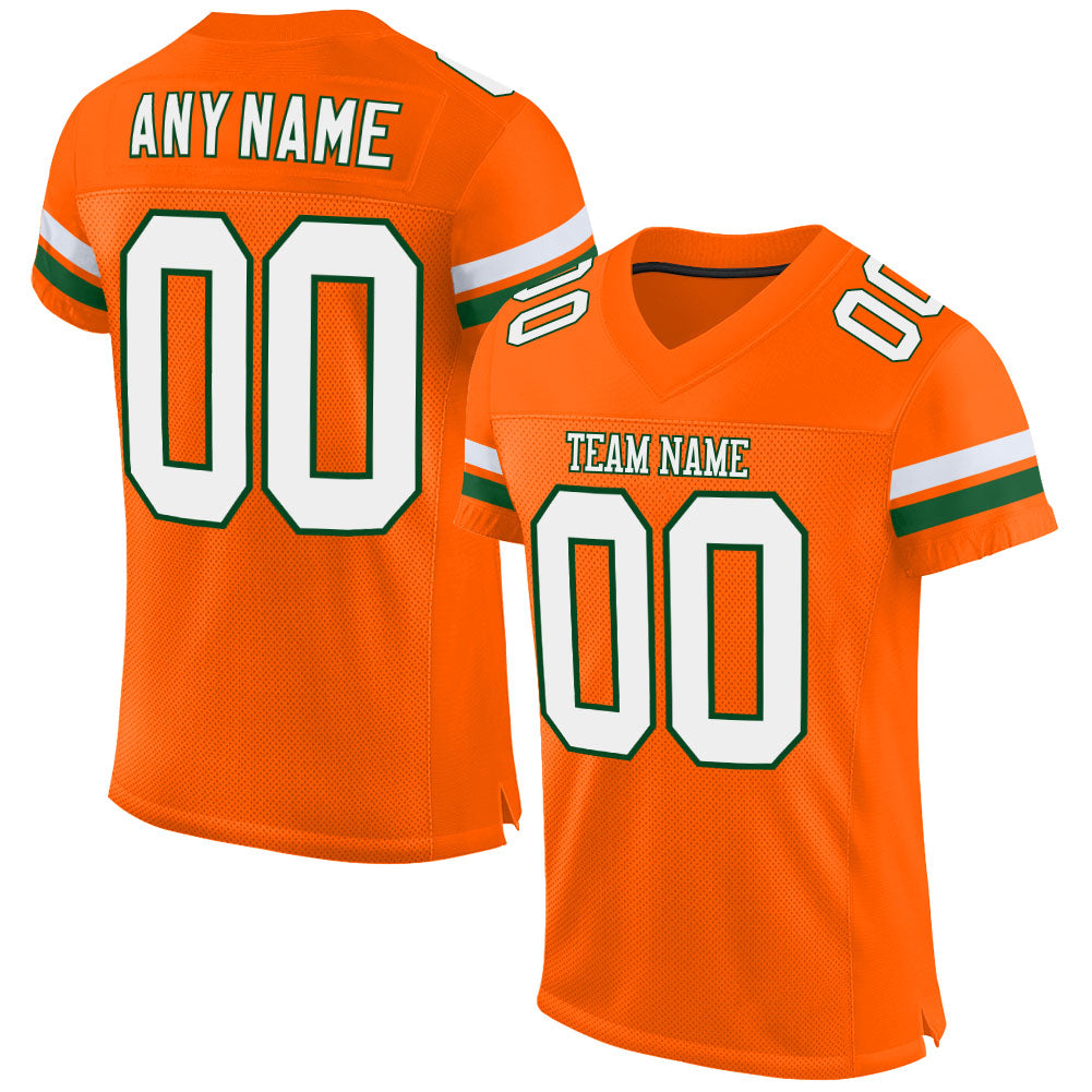 Custom Orange White-Green Mesh Authentic Football Jersey - Sky-Custom