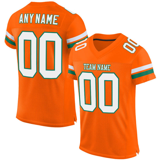 Custom Orange White-Kelly Green Mesh Authentic Football Jersey - Sky-Custom