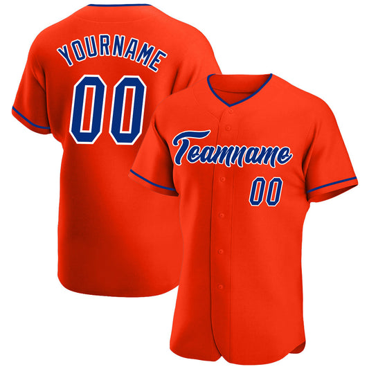 Custom Orange Royal-White Authentic Baseball Jersey - Sky-Custom