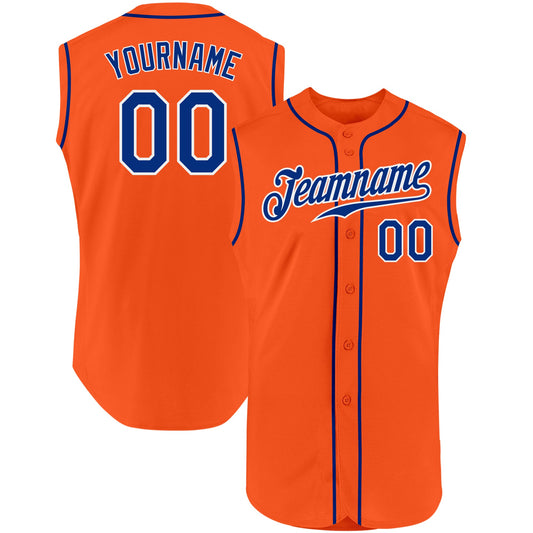 Custom Orange Royal-White Authentic Sleeveless Baseball Jersey - Sky-Custom