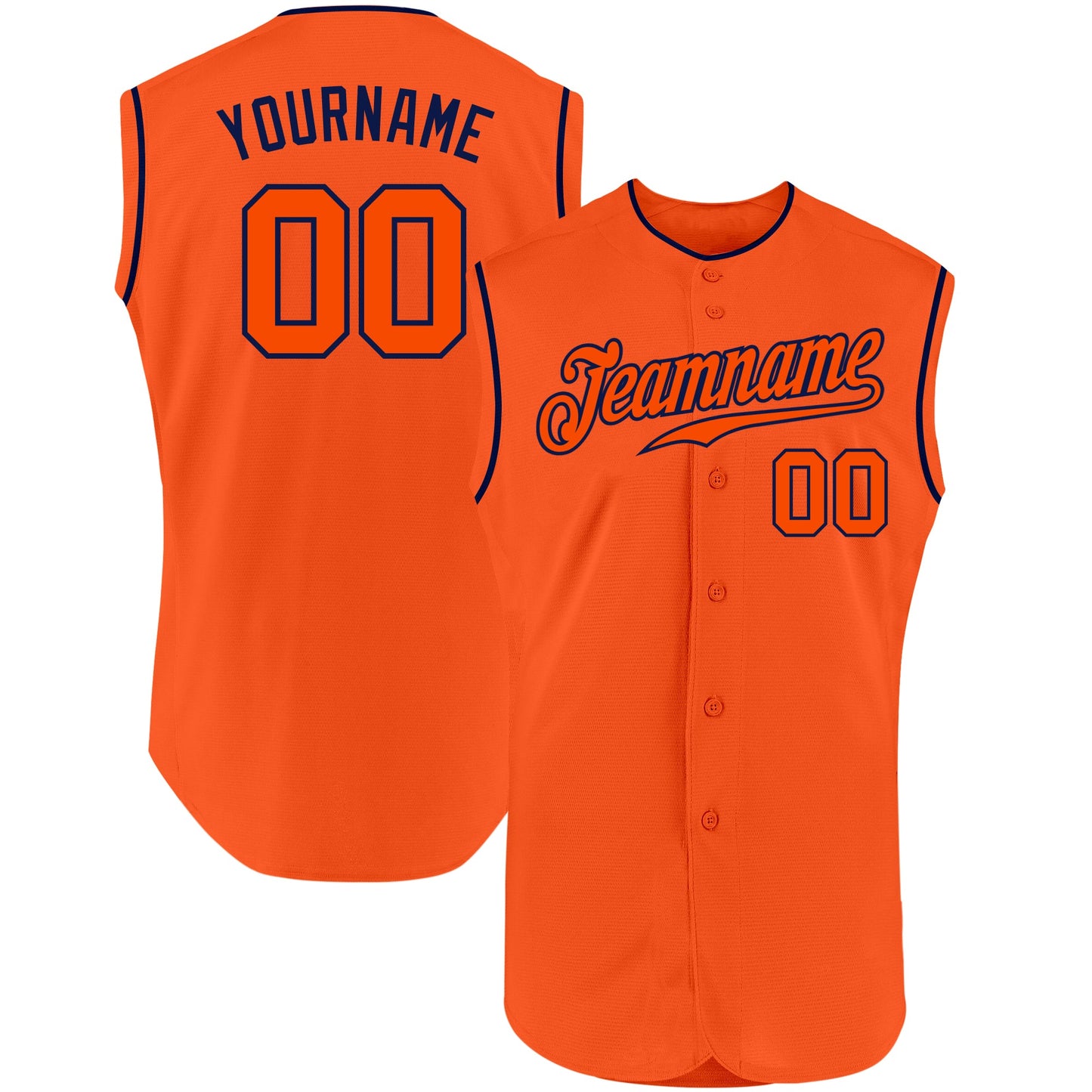 Custom Orange Orange-Navy Authentic Sleeveless Baseball Jersey - Sky-Custom