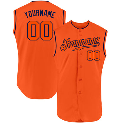 Custom Orange Orange-Navy Authentic Sleeveless Baseball Jersey - Sky-Custom
