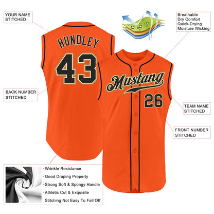Custom Orange Black-Cream Authentic Sleeveless Baseball Jersey - Sky-Custom