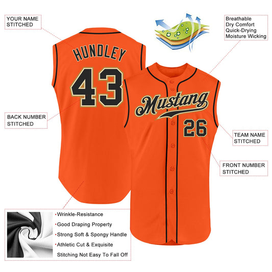 Custom Orange Black-Cream Authentic Sleeveless Baseball Jersey - Sky-Custom