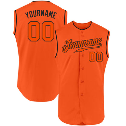Custom Orange Orange-Black Authentic Sleeveless Baseball Jersey - Sky-Custom