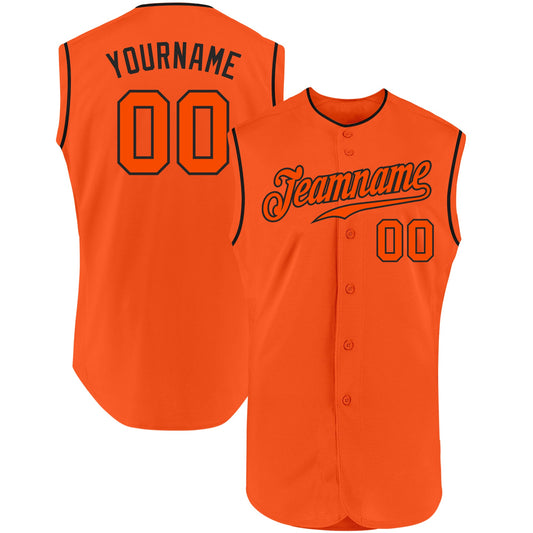 Custom Orange Orange-Black Authentic Sleeveless Baseball Jersey - Sky-Custom