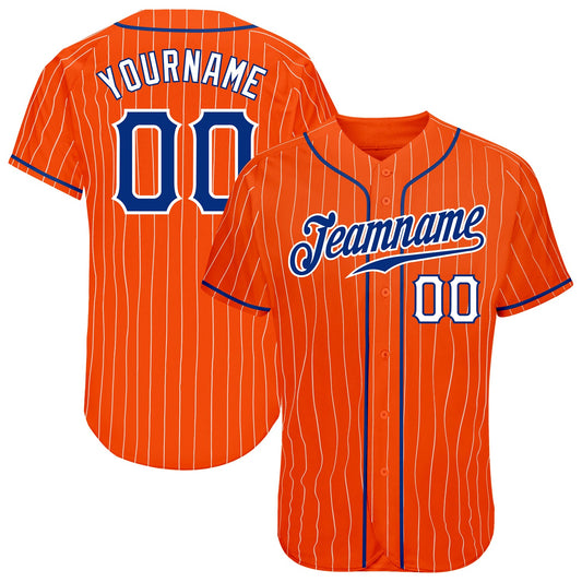 Custom Orange White Pinstripe Royal-White Authentic Baseball Jersey - Sky-Custom