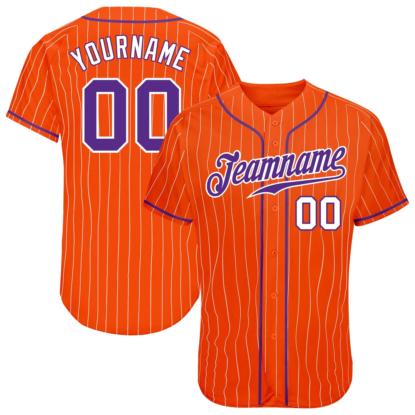 Custom Orange White Pinstripe Purple-White Authentic Baseball Jersey - Sky-Custom