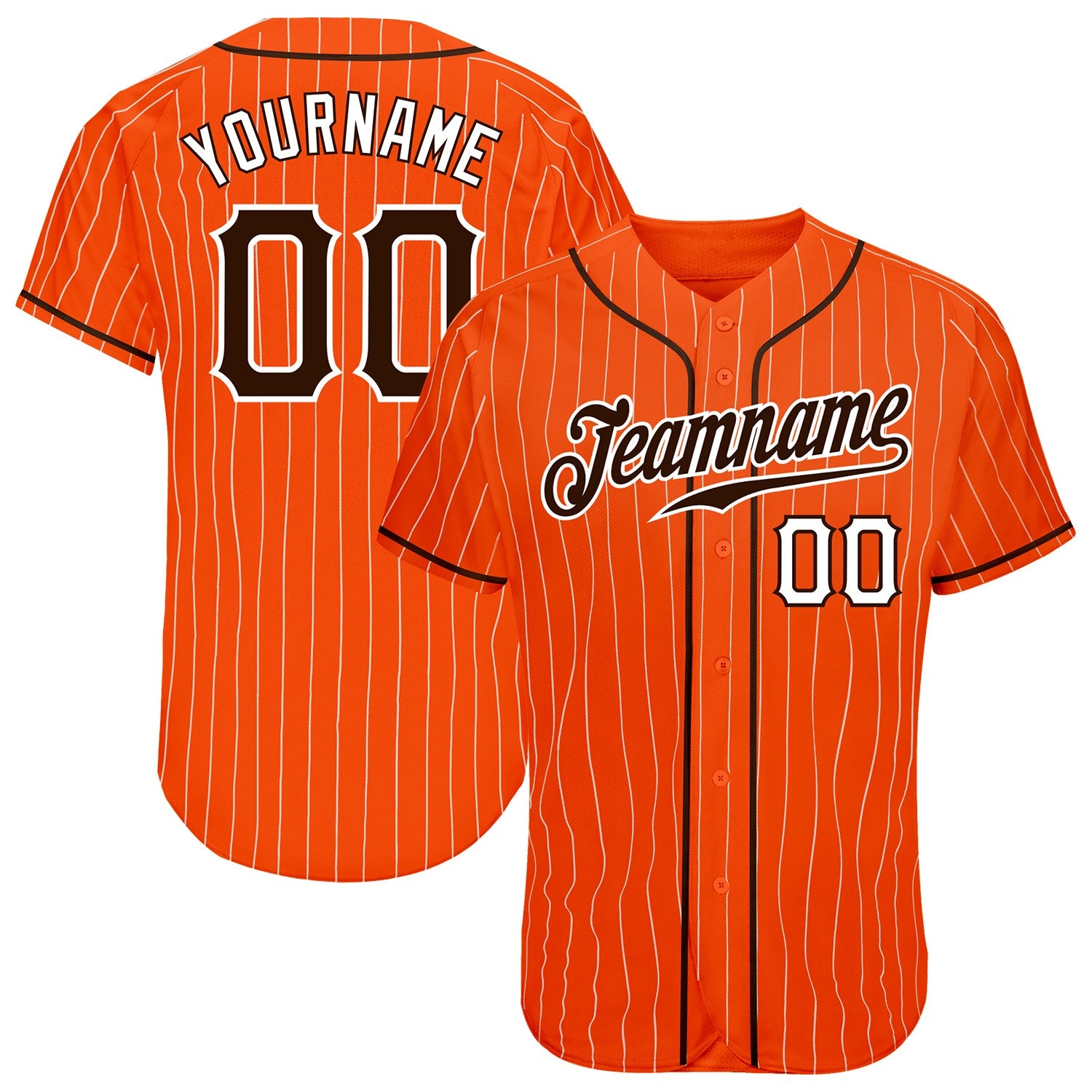 Custom Orange White Pinstripe Brown-White Authentic Baseball Jersey - Sky-Custom