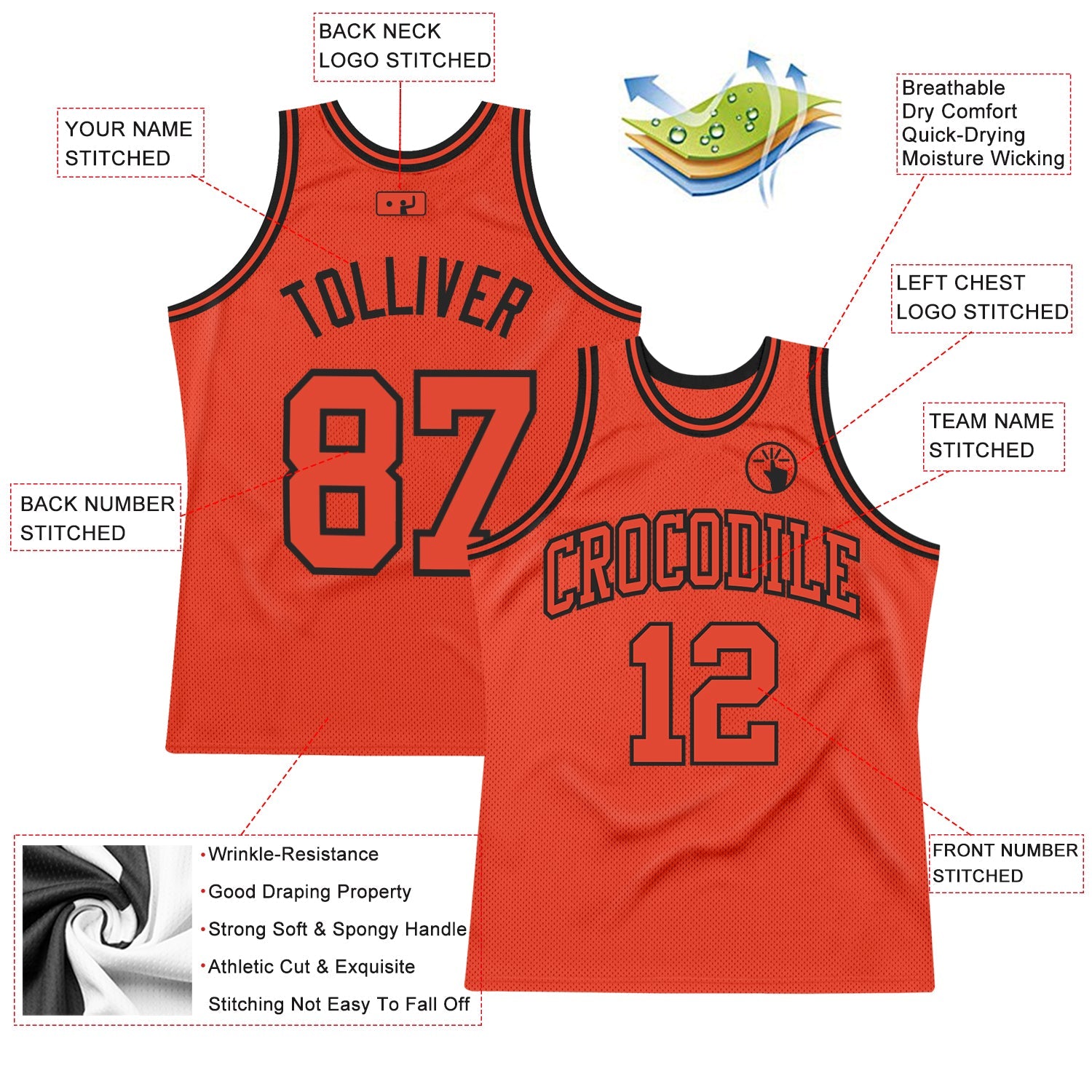 Custom Orange Orange-Black Authentic Throwback Basketball Jersey - Sky-Custom