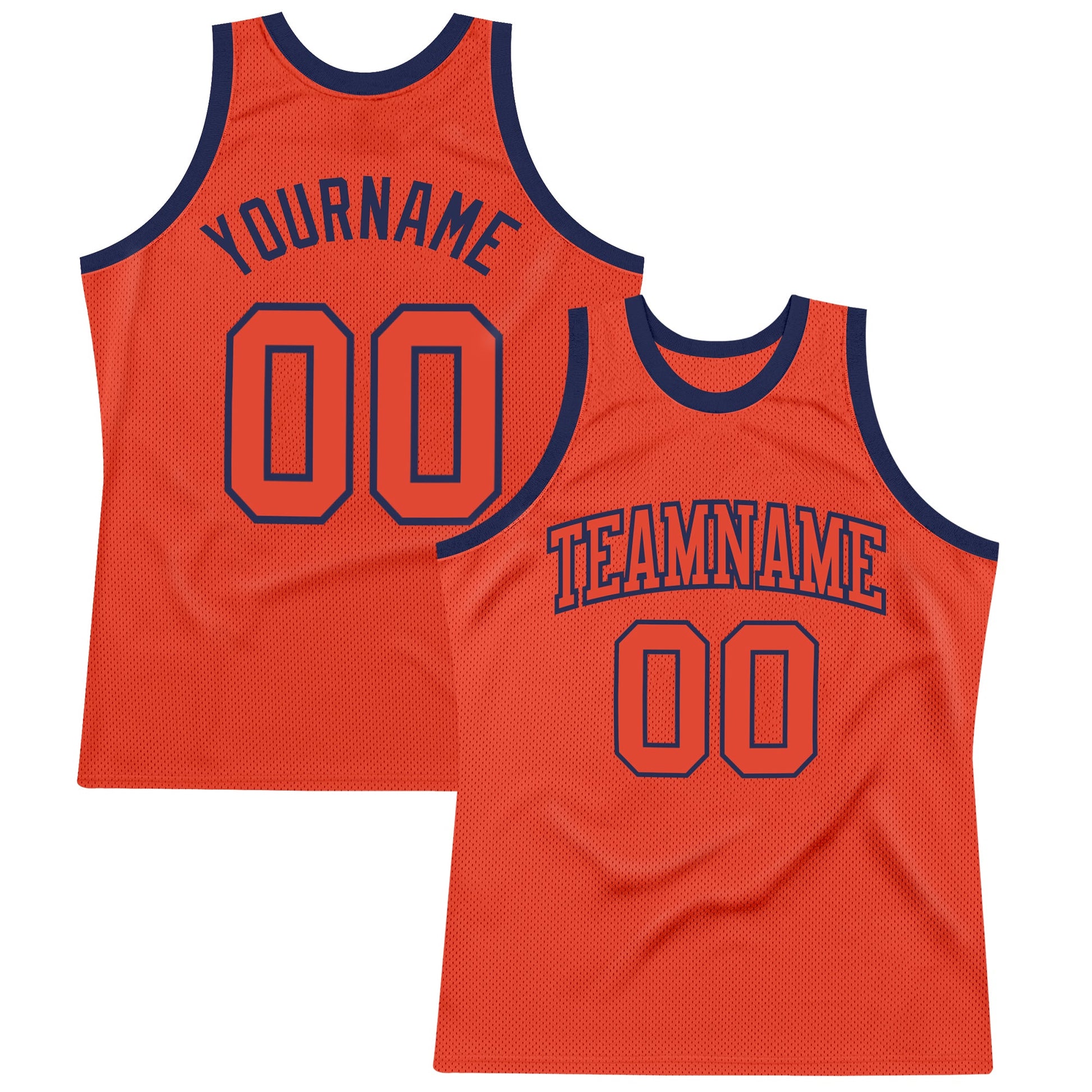Custom Orange Orange-Navy Authentic Throwback Basketball Jersey - Sky-Custom
