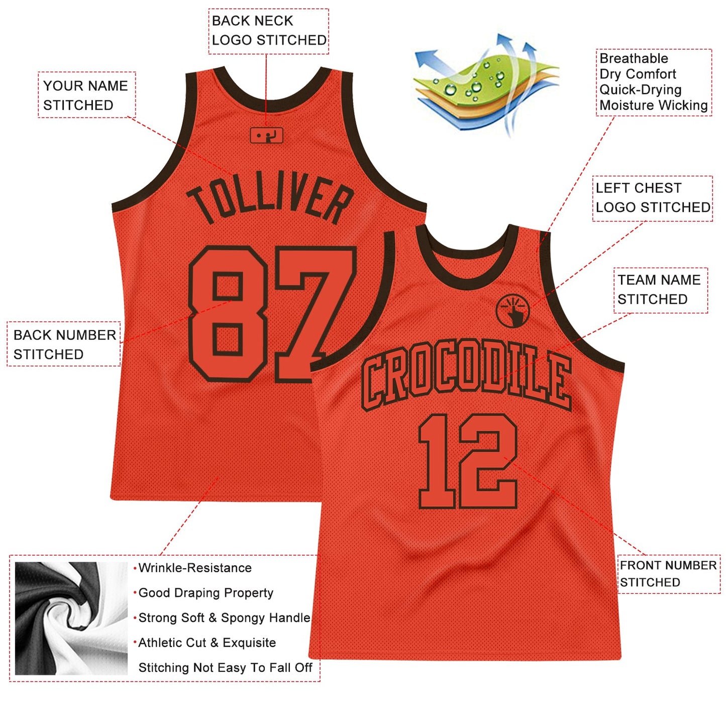 Custom Orange Orange-Brown Authentic Throwback Basketball Jersey - Sky-Custom