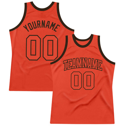 Custom Orange Orange-Brown Authentic Throwback Basketball Jersey - Sky-Custom