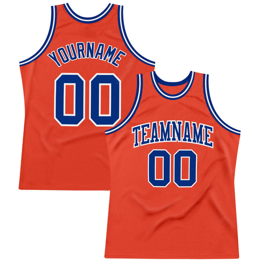 Custom Orange Royal-White Authentic Throwback Basketball Jersey - Sky-Custom