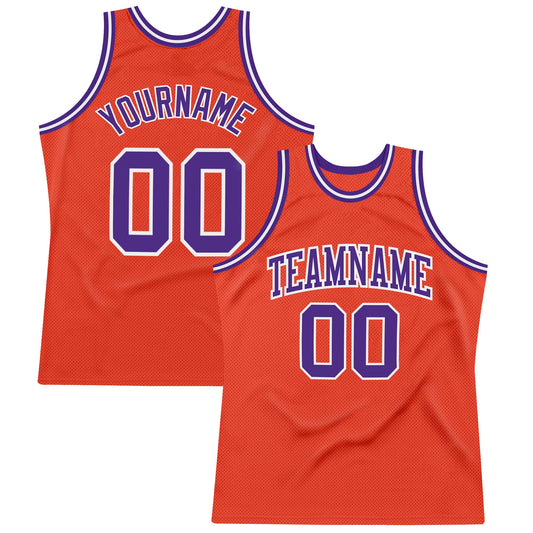 Custom Orange Purple-White Authentic Throwback Basketball Jersey - Sky-Custom