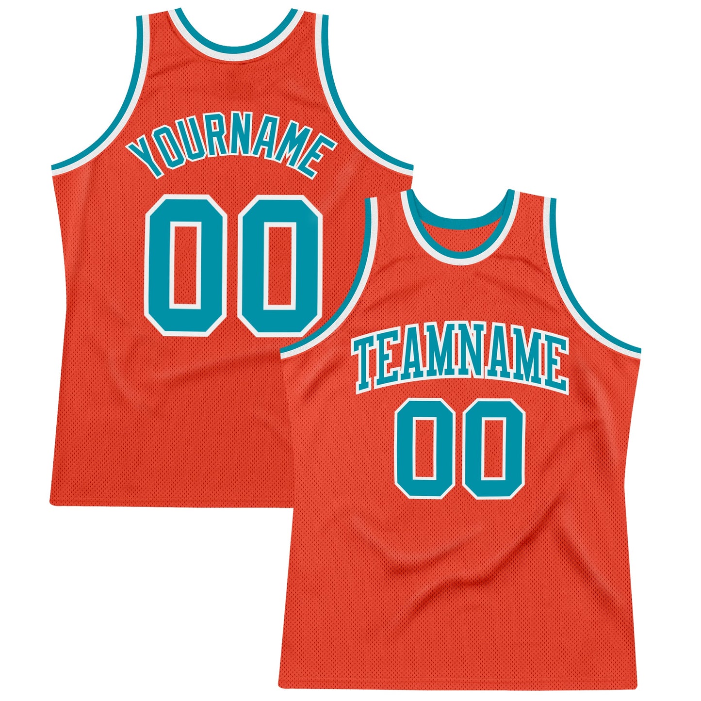 Custom Orange Teal-White Authentic Throwback Basketball Jersey - Sky-Custom