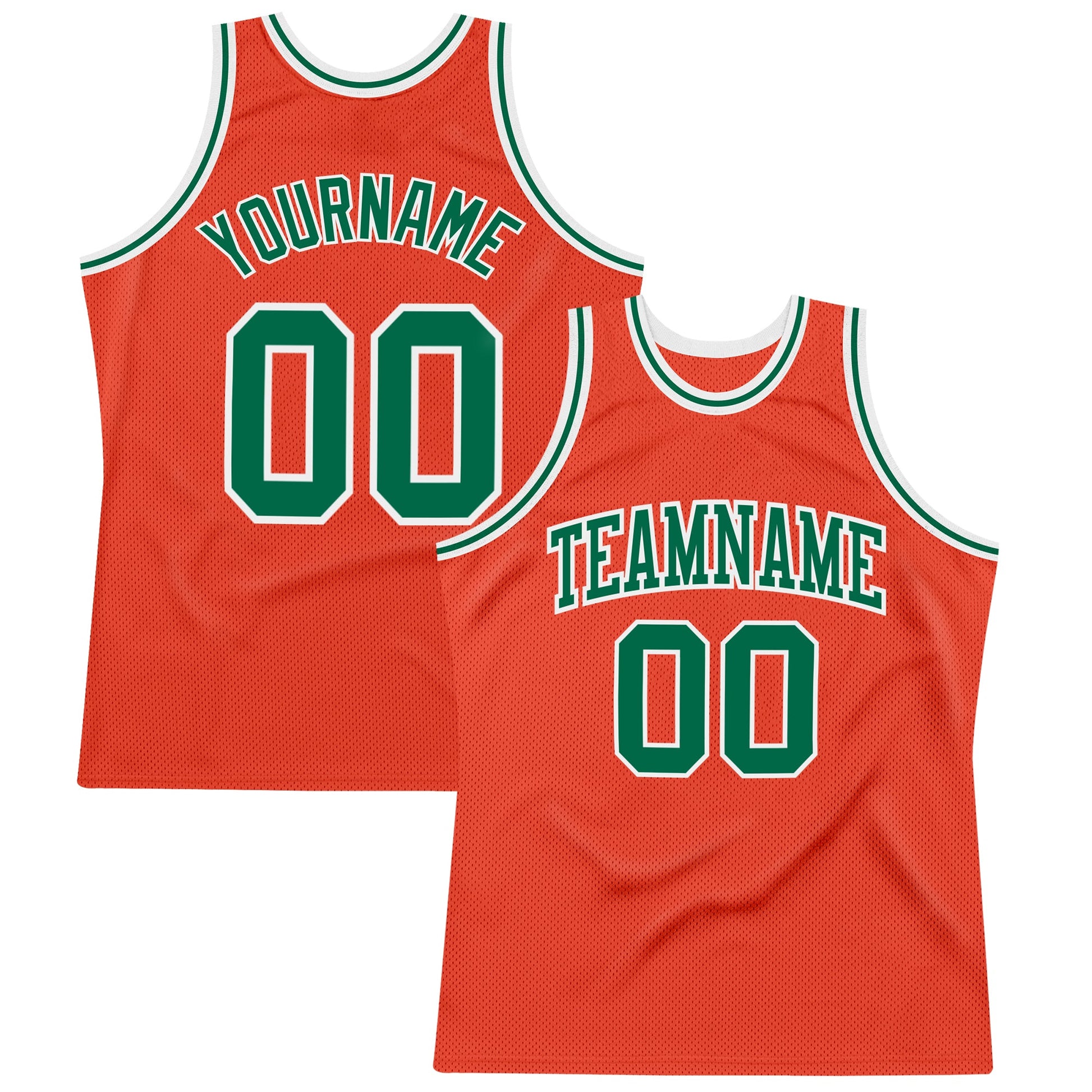 Custom Orange Kelly Green-White Authentic Throwback Basketball Jersey - Sky-Custom