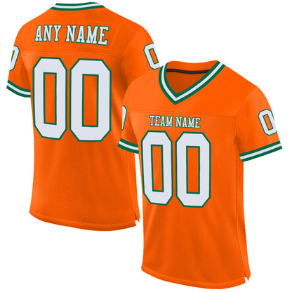 Custom Orange White-Kelly Green Mesh Authentic Throwback Football Jersey - Sky-Custom