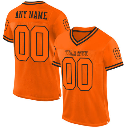 Custom Orange Orange-Black Mesh Authentic Throwback Football Jersey - Sky-Custom