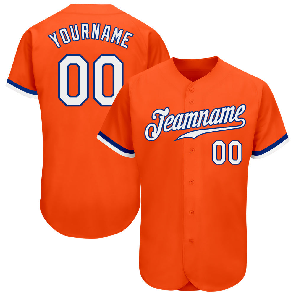 Custom Orange White-Royal Authentic Baseball Jersey - Sky-Custom
