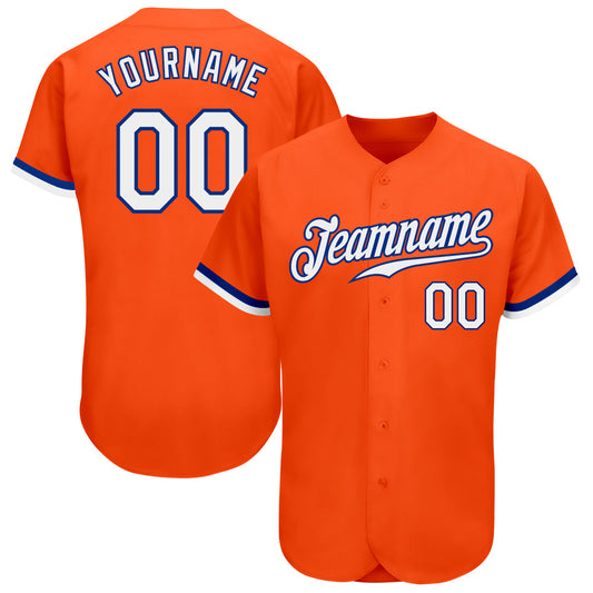 Custom Orange White-Royal Authentic Baseball Jersey - Sky-Custom
