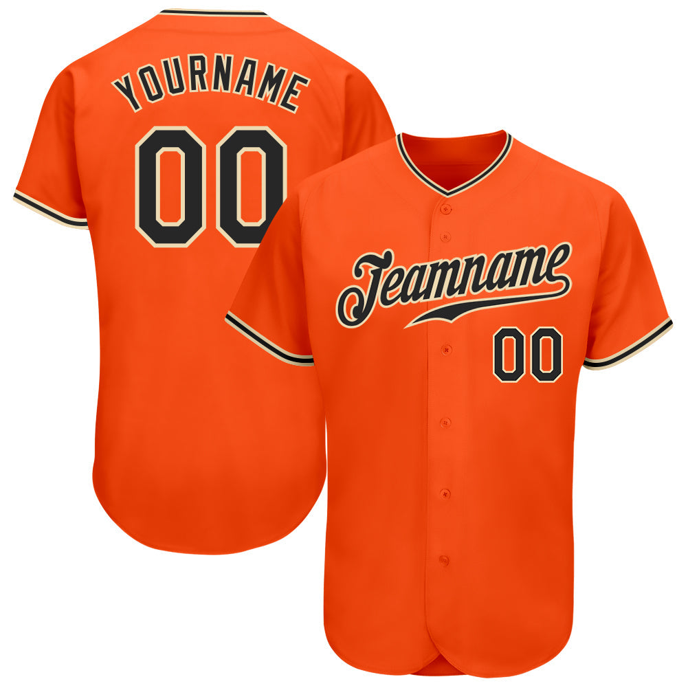 Custom Orange Black-City Cream Authentic Baseball Jersey - Sky-Custom