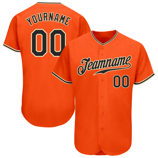 Custom Orange Black-City Cream Authentic Baseball Jersey - Sky-Custom