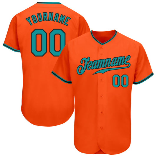 Custom Orange Teal-Black Authentic Baseball Jersey - Sky-Custom