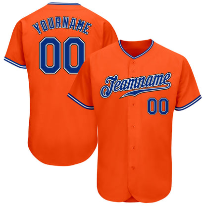 Custom Orange Royal-Black Authentic Baseball Jersey - Sky-Custom