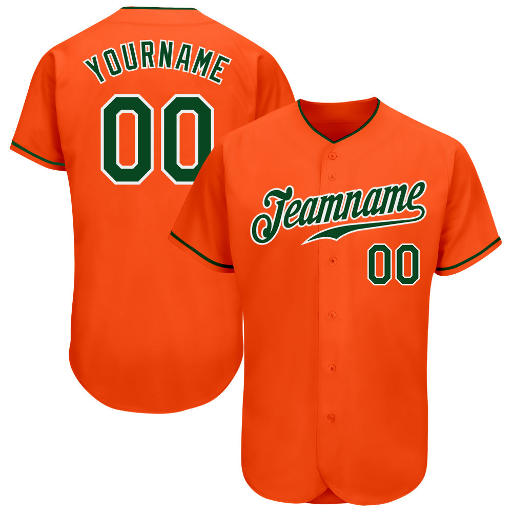 Custom Orange Green-White Authentic Baseball Jersey - Sky-Custom