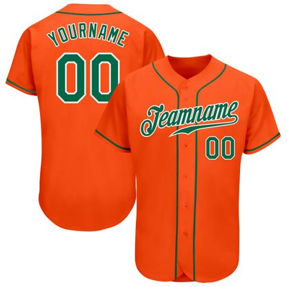 Custom Orange Kelly Green-White Authentic Baseball Jersey - Sky-Custom