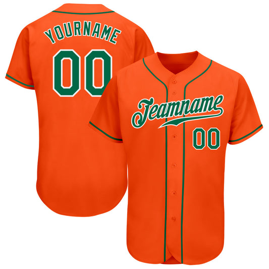 Custom Orange Kelly Green-White Authentic Baseball Jersey - Sky-Custom
