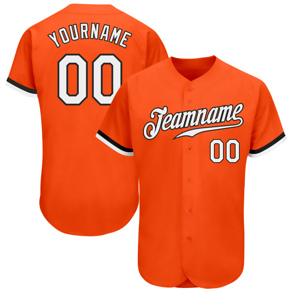 Custom Orange White-Black Authentic Baseball Jersey - Sky-Custom