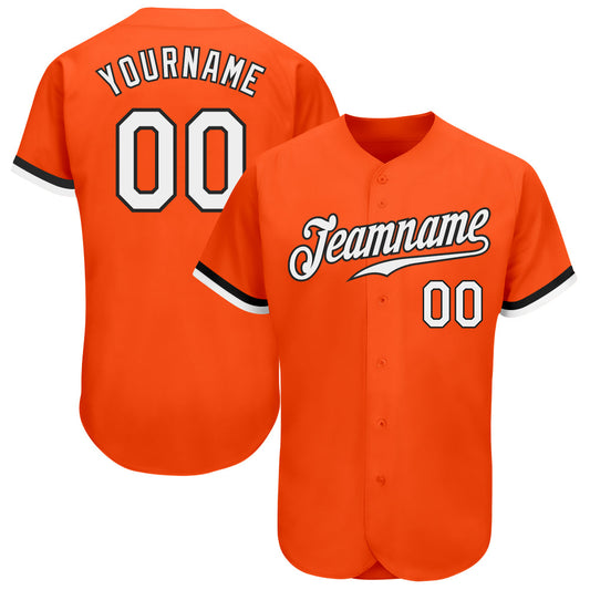 Custom Orange White-Black Authentic Baseball Jersey - Sky-Custom