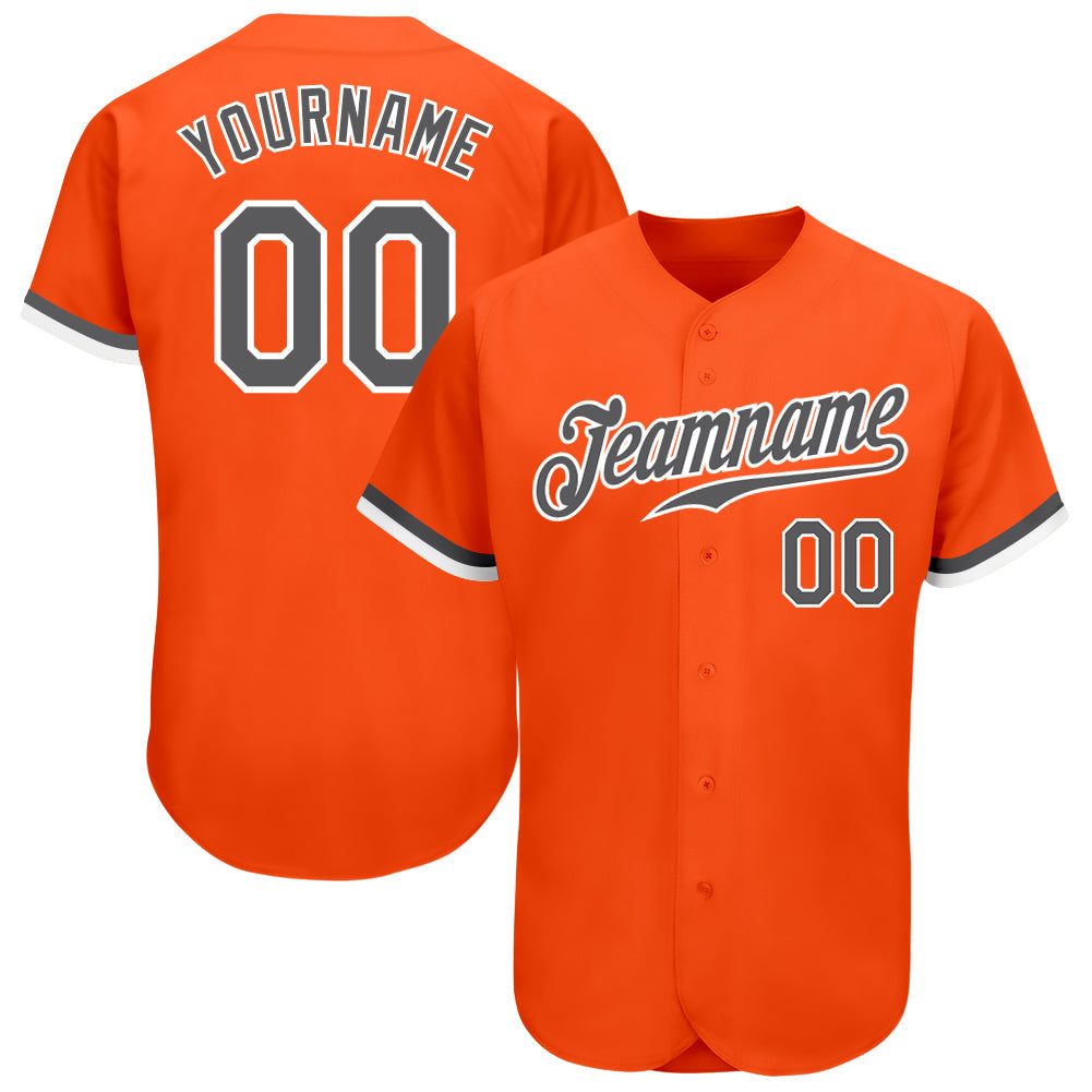 Custom Orange Steel Gray-White Authentic Baseball Jersey - Sky-Custom