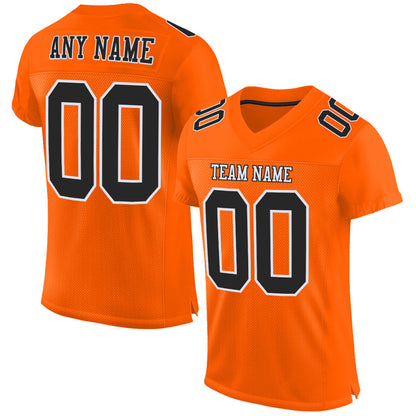 Custom Orange Black-White Mesh Authentic Football Jersey - Sky-Custom