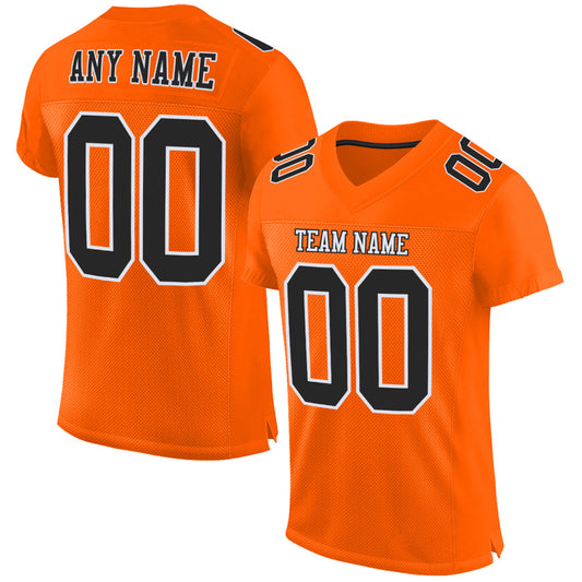 Custom Orange Black-White Mesh Authentic Football Jersey - Sky-Custom