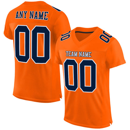 Custom Orange Navy-White Mesh Authentic Football Jersey - Sky-Custom