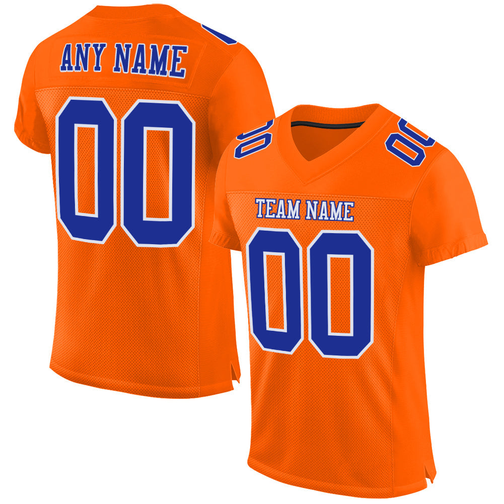Custom Orange Royal-White Mesh Authentic Football Jersey - Sky-Custom